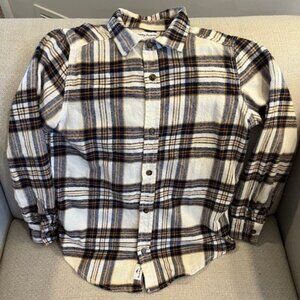 Kid's Tommy Bahama Boy's, Cream & Blue Plaid Button Down Shirt, Size 10/12 Large